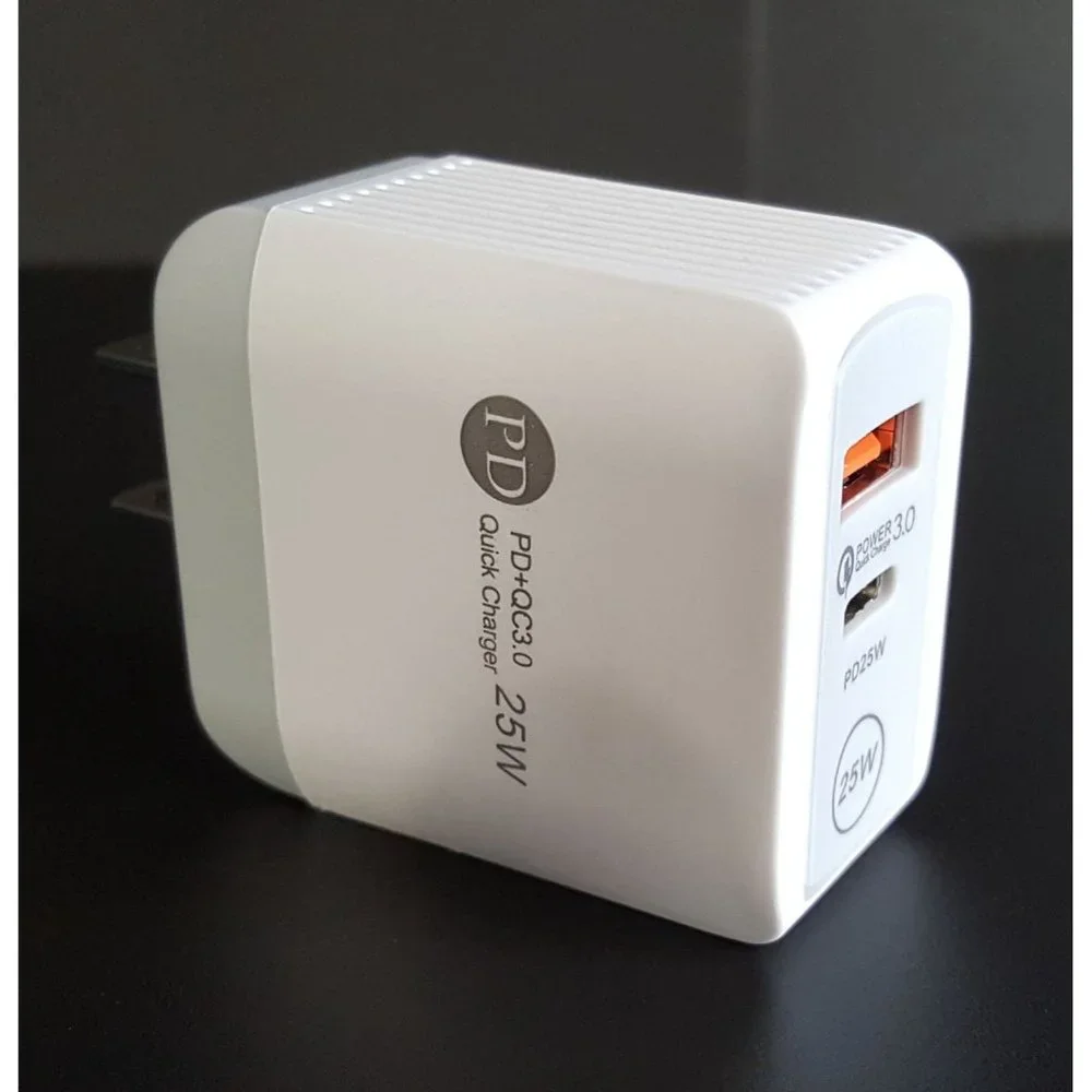 Fast PD Wall Charger Dual Port USB Type C and USB A ports, for iPhone, Samsung